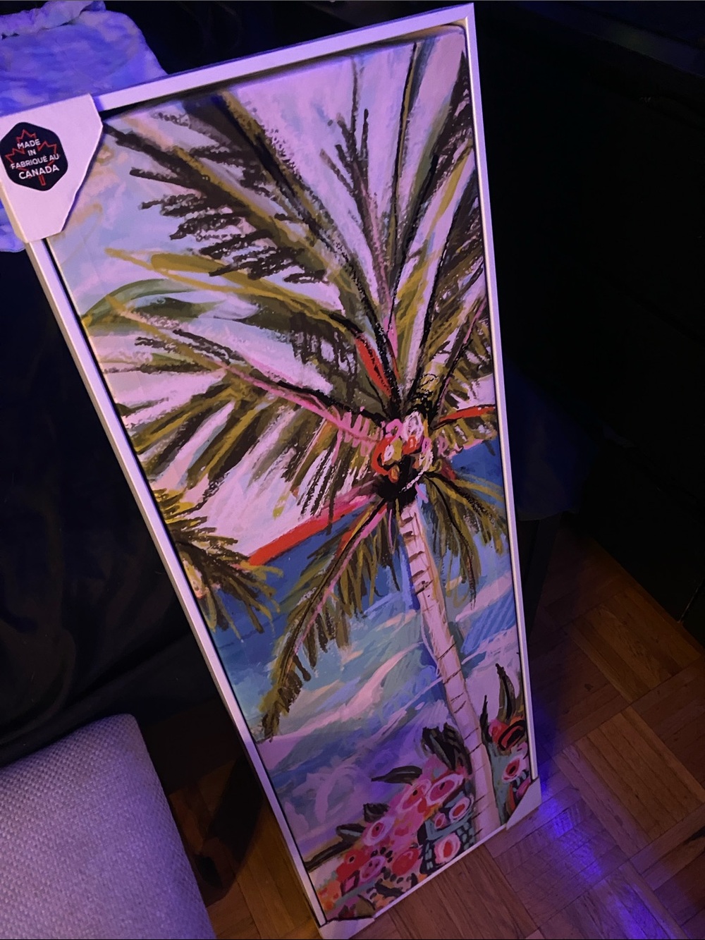 Tropical Palm Tree Canvas Art - Multicolor Framed Print